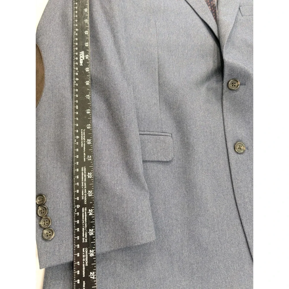 Chaps‎ Blazer Coat Sport Suit Jacket Poly Blend Blue Elbow Patches 48L 50